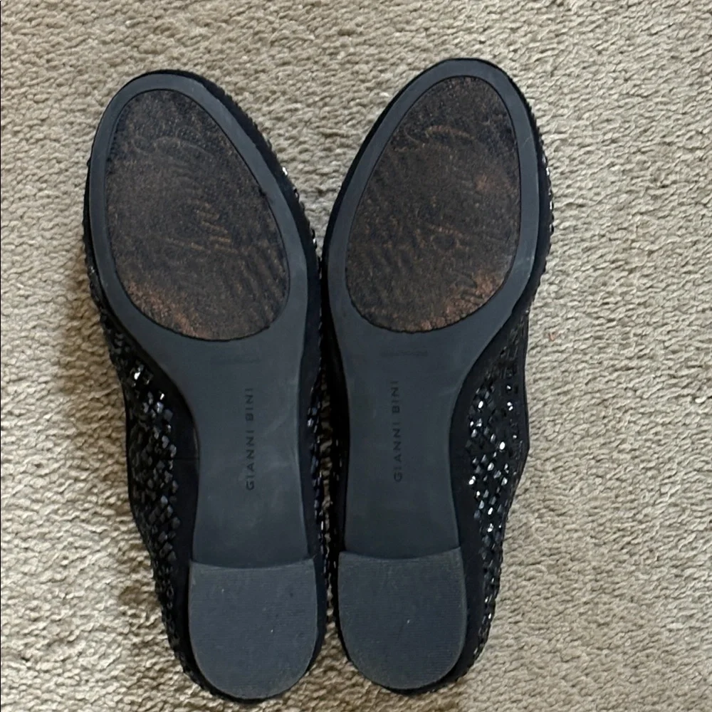 Gianni Bini Black Sequin Embellished Slip-On Flats - Picture 3 of 3